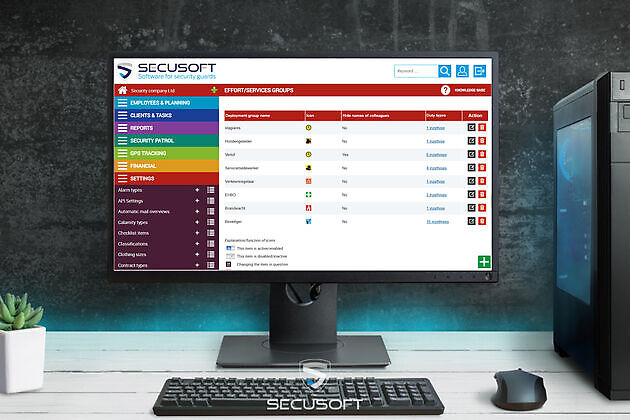 Add services groups or types - Secusoft B.V. software for security officers