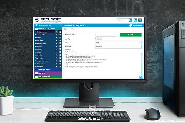 Client instructions - Secusoft B.V. software for security officers