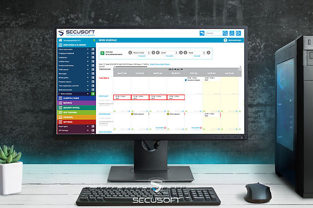 Online schedule and scheduling program for security - Secusoft B.V. software for security officers