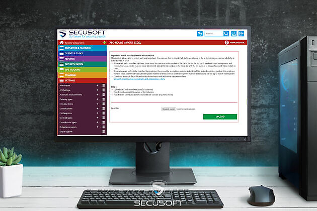 Hours import Excel Secusoft B.V. software for security officers