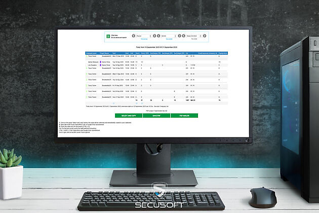 Hours of CSV export - Secusoft B.V. software for security officers