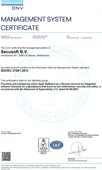 Our ISO 27001 certificate - Secusoft B.V. software for security officers